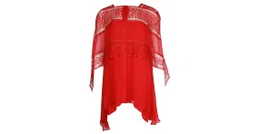 Alberta Ferretti Camisa transparente de encaje rojo con camisola Roja 