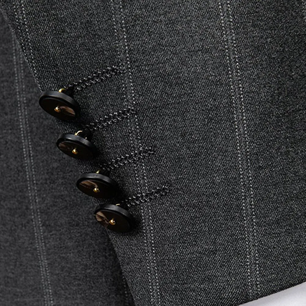 Allthemen Hombre Traje de 3 piezas Slim Wedding Notched Lapel Striped Pant Suit (Blazer y pantalones y chaleco)
