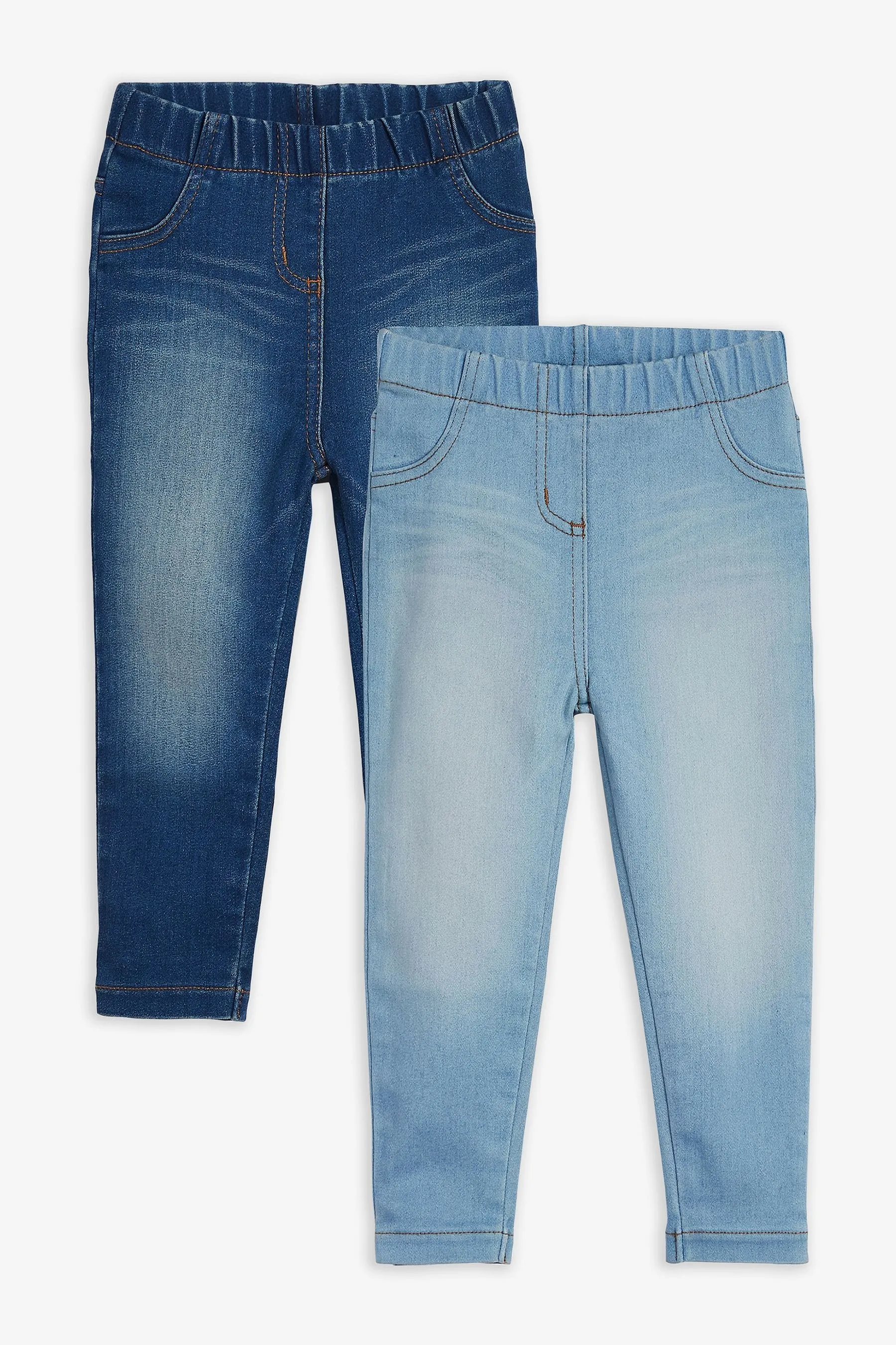 Azul medio/denim azul claro - Jeggings de cintura elástica (3 meses - 7 años)