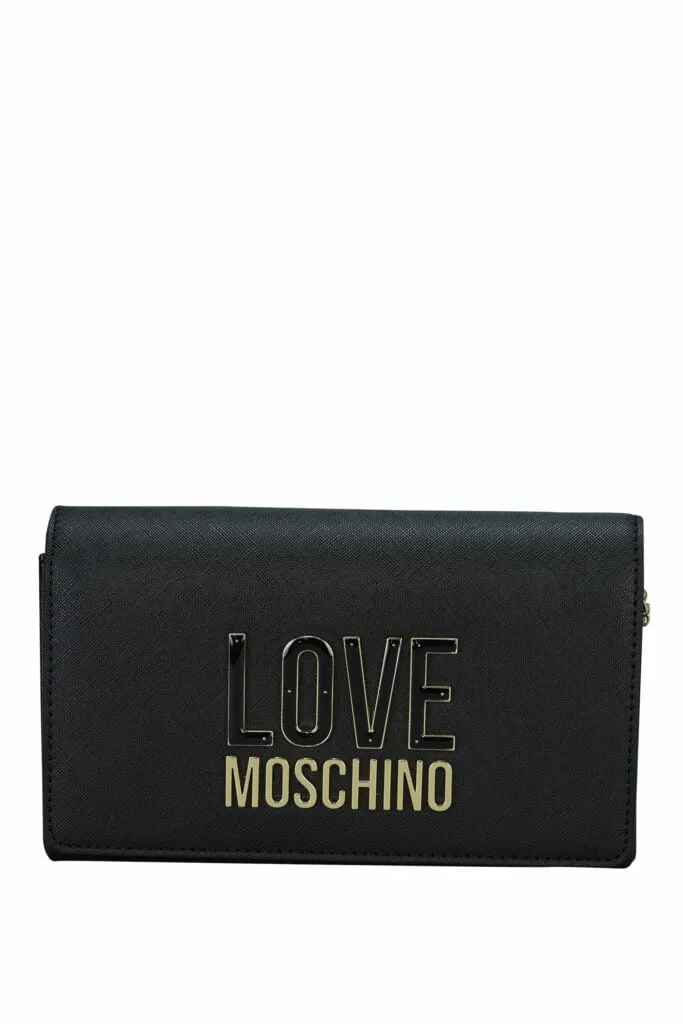 Bolso bandolera negro con cadena y maxilogo 