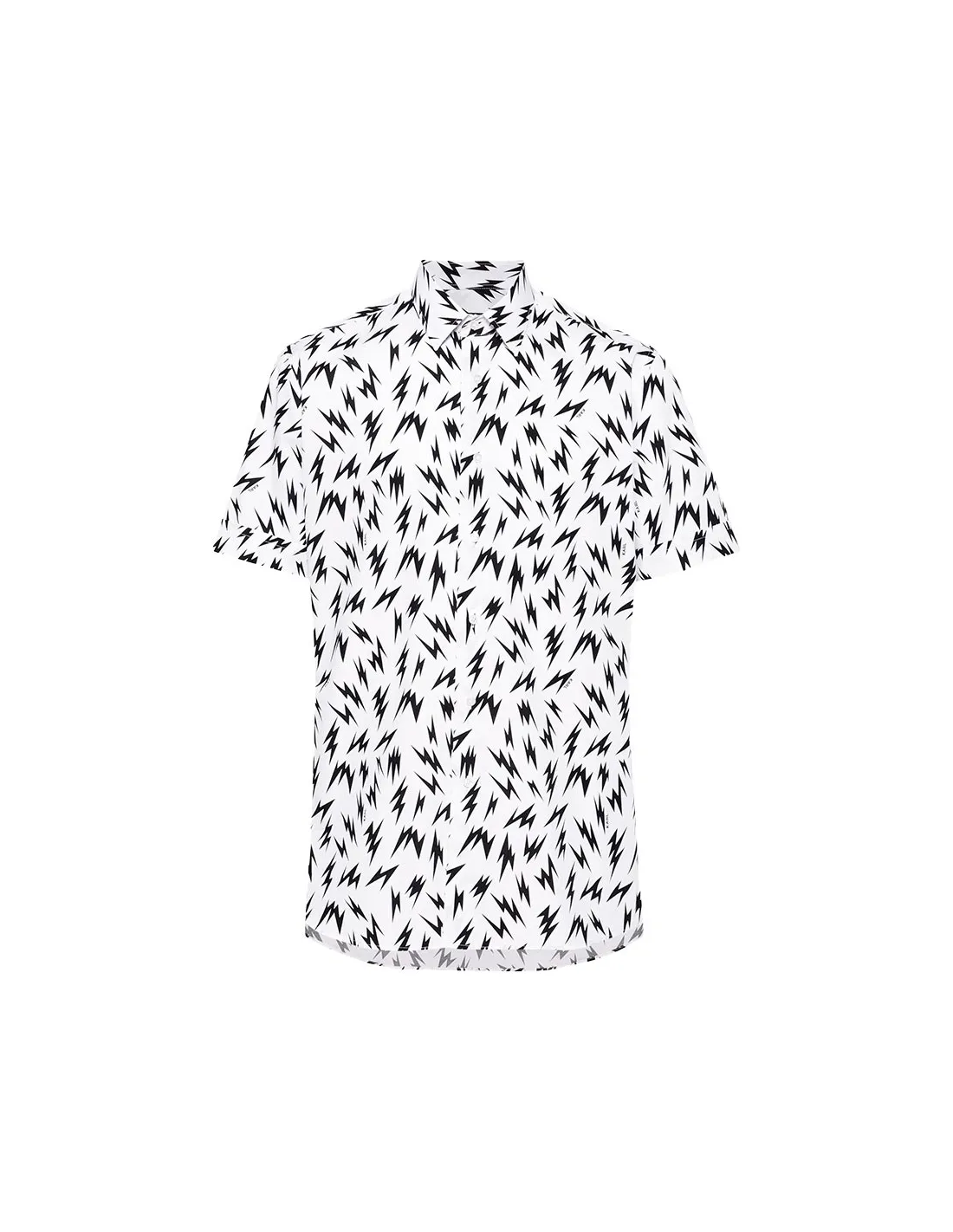 Camisa blanca manga corta con estampado de rayos