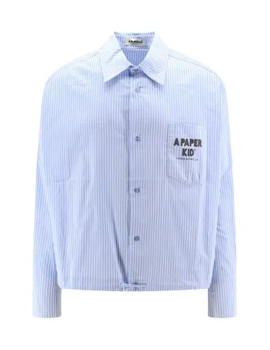 Camisa de rayas con bolsillo y logo