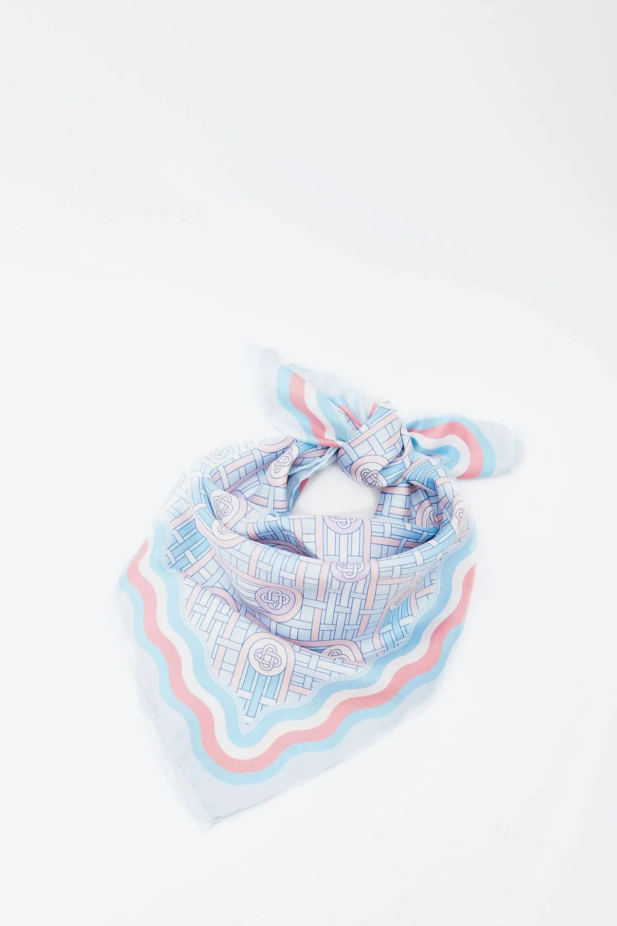 CASABLANCA BLUE PING PONG SILK SCARF
