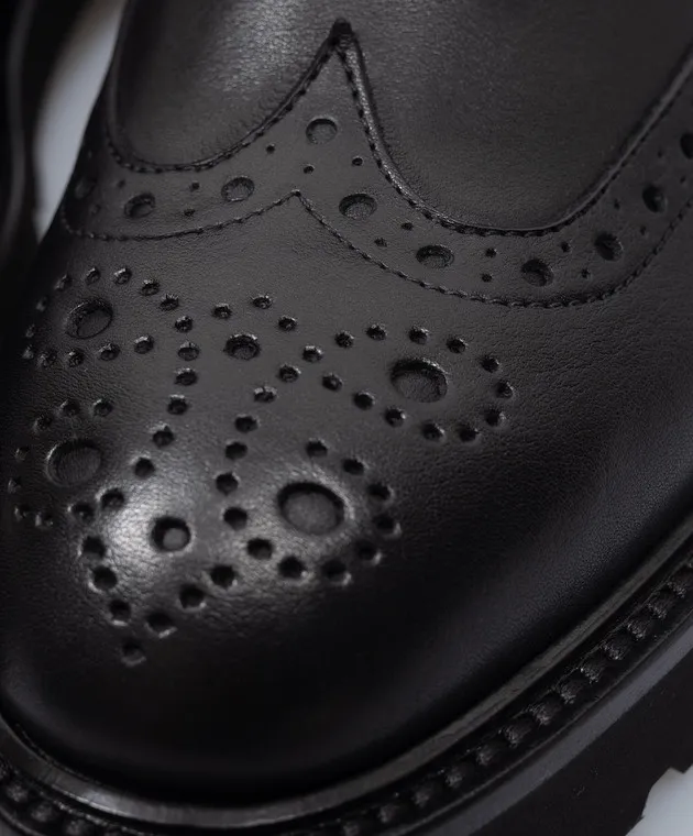 Doucal's Black leather Chelsea boots with perforations