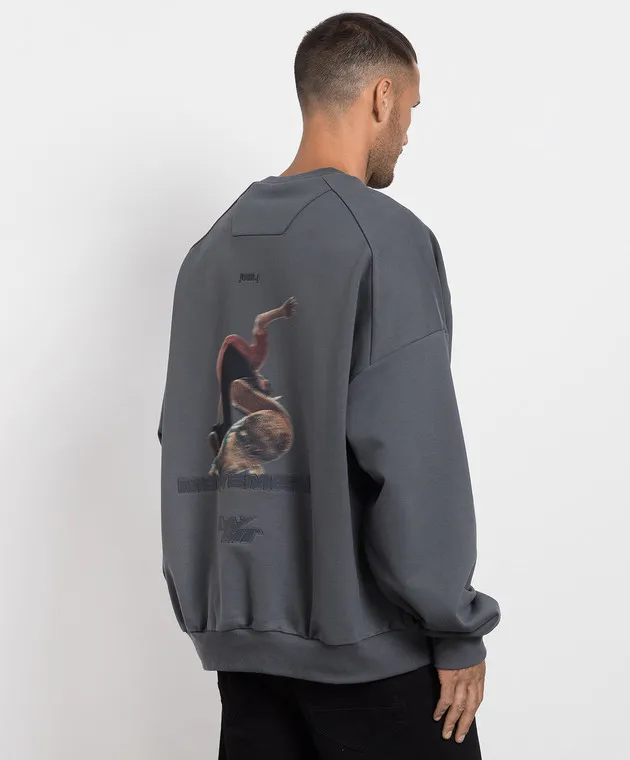 Juun.j Gray sweatshirt with logo and print