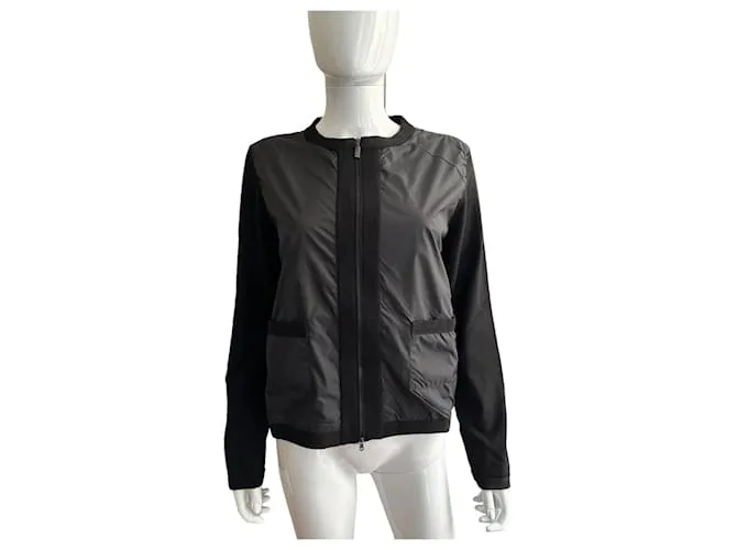 Moncler Cárdigan cremallera lana merino negro 