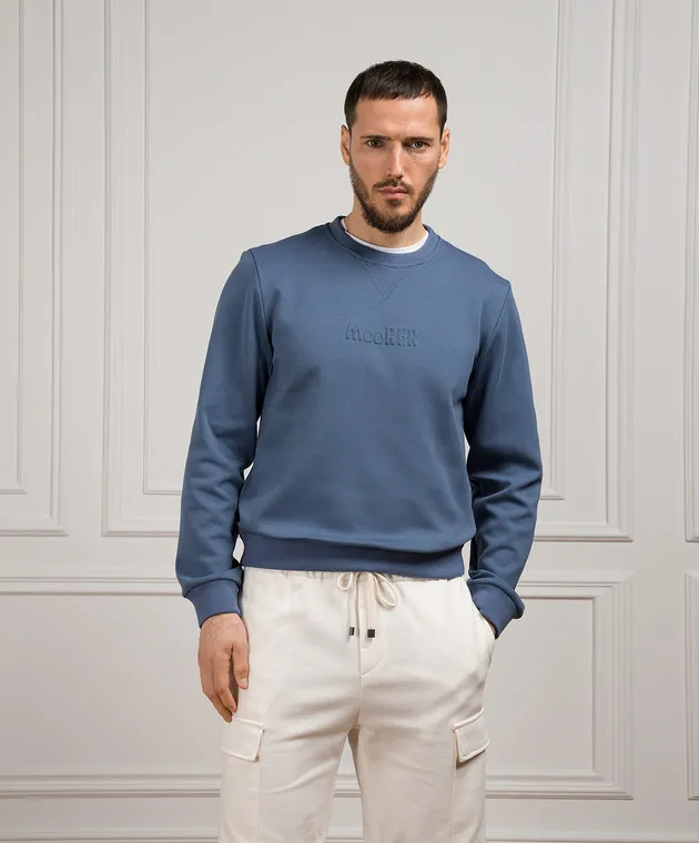 MooRER Blue CYRILIT logo sweatshirt