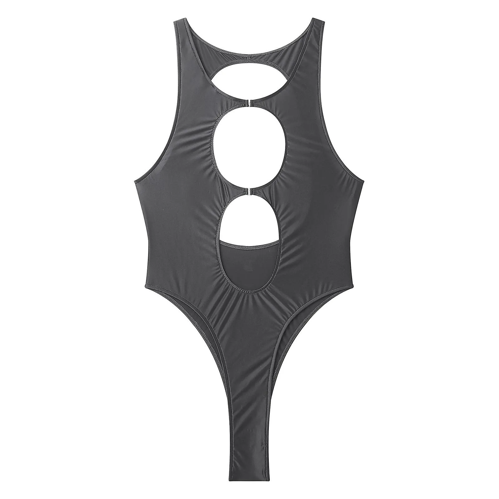 Otwoo Monokini Traje de baño para mujeres Traje de baño de una pieza Recorte brillante Ojo de cerradura Frontal Traje de corte a