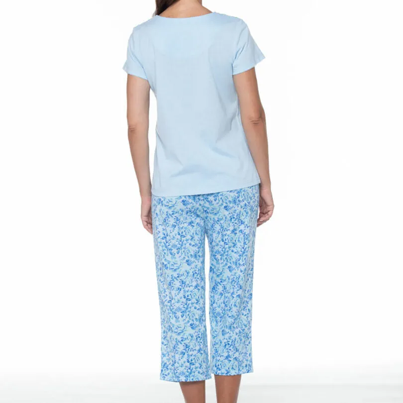 PIJAMA COTTON MELANGE CELESTE