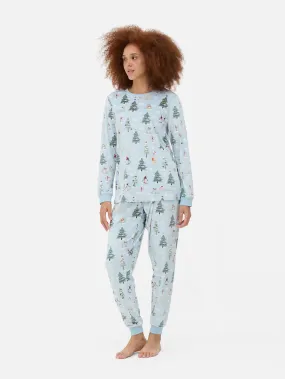 Pijama navideño familiar polar para mujer