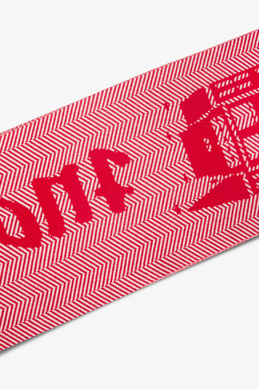Red White Herringbone Hotel Logo Scarf