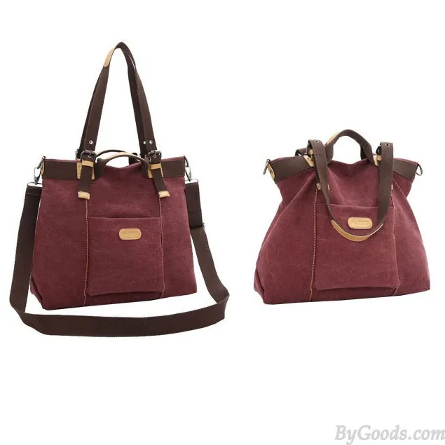 Retro Girl's Multi-function Large Capacity Saddle Bag Shoulder Bag Canvas Handbag