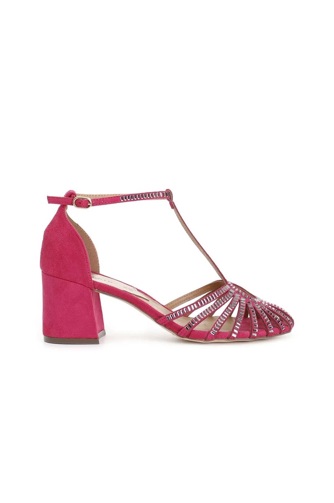 sandalia de jaula con correa en el tobillo hot pink