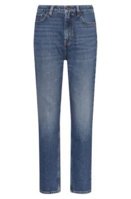 Vaqueros estilo mom de denim elástico azul medio