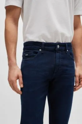 Vaqueros slim fit en denim italiano azul oscuro supersuave