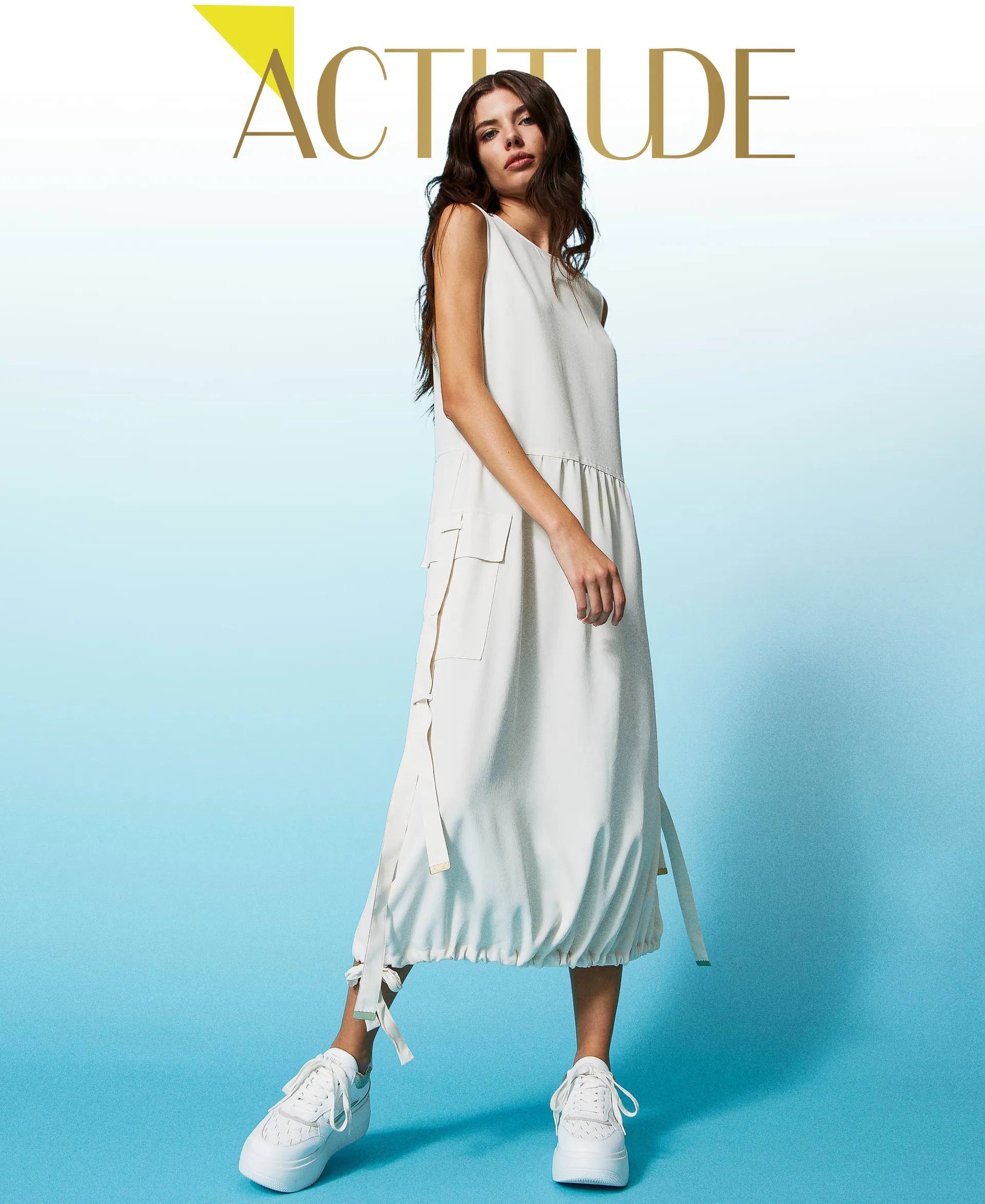 Vestido midi de crepé de China con poliéster reciclado